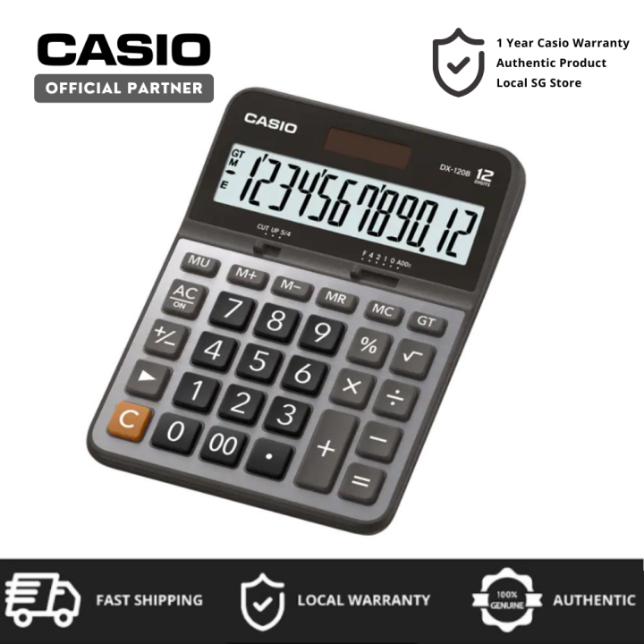 Casio DX-120B 12 digits Extra Large display Solar & Battery 3-digit ...