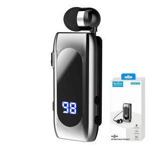 VAORLO K55 Telescopic Lavalier Business Bluetooth 5.2 Headphone Talk/Music Time 20 Hours LED Digital Display Support One-click Photo Noice Cancelling Wireless Earphones