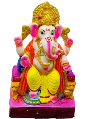 Eco-Friendly Mitti Clay Ganesha Idol | Handcrafted Ganpati Murti for Ganesh Chaturthi Pooja & Home Decor | Biodegradable | Size: H 10 in x W 6 in – 1 Pc