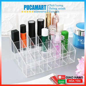 [HCM]Khay Đựng Son 24 ô Khay Mỹ Phẩm 24 Ô Chất Liệu Nhựa Cứng Cáp Nhựa Trong Suốt Dễ Dàng Nhìn Và Tìm Kiếm - PucaMart