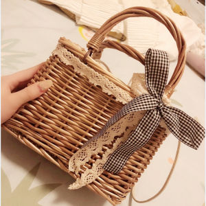 Giỏ hoa cầm tay túi dệt bằng mây giỏ nhỏ cho trẻ em giỏ quà cưới