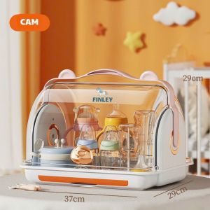 [TẶNG CỌ RỬA BÌNH] Khay úp bình sữa cho bé - Khay úp cốc ly FINLEY gấu con mạ vàng đồng 5 màu giá úp bình sữa có nắp đậy (tặng 6 thanh úp)