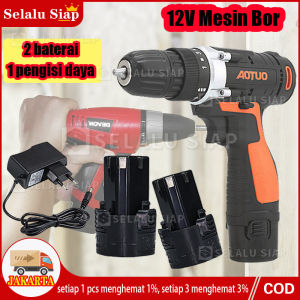 (dalam Stok Dikirim Dari Jakarta) 12V Mesin Bor Baterai Cordless Bor Listrik Electric Drill - Perkakas Listrik Bor / Obeng Tanpa Kabel Cordless Drill Bor Baterai Pengeboran Dan Mata Obeng Angin (2 Baterai 1 Pengisi Daya)