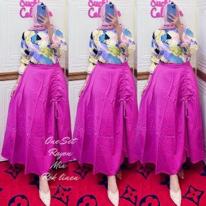ONE SET RAYON ABSTRAK MIX LINEN/SETROK RAYON MIX LINEN/BUSANA MUSLIMAH TERBARU