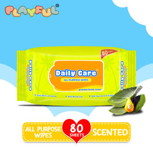 Daily Care All Purpose Wipes Powder Fresh Scent Yellow 80s