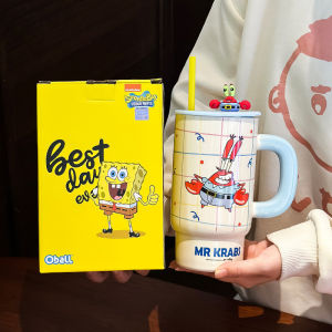 SpongeBob Straw Cup Gift Set Birthday gift ceramic mug for women
