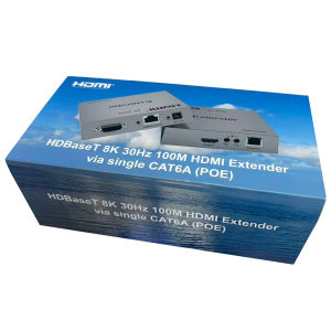 POE 8K 30Hz HDBaseT Cat6 Cat6a Rj45 Ethernet Cable HDMI Extender 100M Video Transmitter and Receiver
