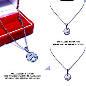 KALUNG LAFAZ ALLAHKALUNG DAN LIONTIN TITANIUMPANJANG KALUNG 50 CMMODEL KALUNG MILANOKALUNG TITANIUM TIDAK KARAT DAN TIDAK GATAL