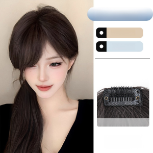 ผู้หญิงหน้าผากมองไม่เห็นธรรมชาติไร้รอยต่อ วิกผมหน้าม้าปลอม วิกผมหน้าม้าเอลมหยิก