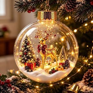 DSFSI 8cm Đồ trang trí  Giáng sinh Trong suốt Acrylic Đồ trang trí treo Giáng sinh Lấp lánh Tự làm  pha lê người tuyết Trang trí Giáng sinh