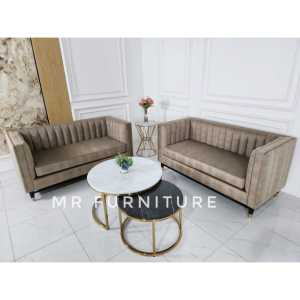 set sofa tamu meja stainles top marmer putih dan hitam