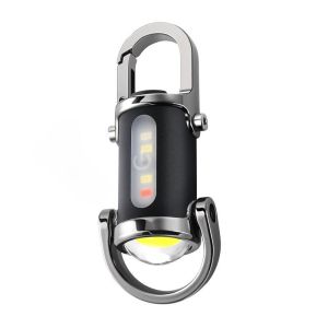 USB Rechargeable COB LED Mini Keychain Flashlight Waterproof Portable Work Light With 5 Light Modes Multifunctional Outdoor Emergency Lighting Compact Pocket Size Daily Home Camping Hiking Night Walking Practical Portable Bright Emergency Lamp