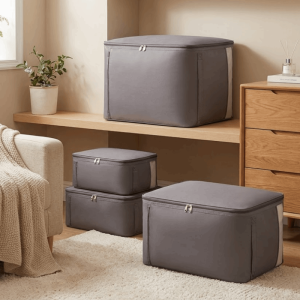 LITUILI Visible Cotton Quilt Storage Bag Handheld Oxford Cloth Clothes Storage Bag Dust-proof Large Capacity Quilts Storage Organizer for Bedroom