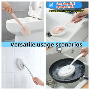 Long handled cleaning brush - a multifunctional sponge brush suitable for bathrooms kitchens floors and pots wear-resistant and durable