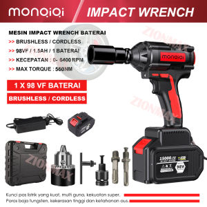 PROMO!!! Bor impek pembuka baut motor Cordless Impact Wrench high torsi Brushless impact Baterai 98Volt 98Vf 2 Baterai/impek Wrench inpek cas pembuka baut mobil infek buka baut motor Cordless impact baterai asli komplit impact murah berkualitas