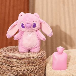 Stitch Cartoon Hot Water Doll Bottle Kawaii Angel Plush Hand Warmer Bag Girls Birthday Christmas Gife