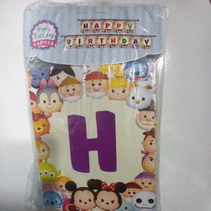Banner Happy Birthday Bunting Flag Mikcey mini Karakter Banner HBD Tsumtsum