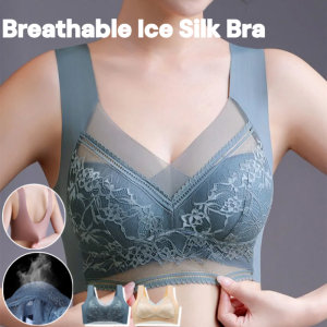 Ice Silk Breathable Bra Anti-Sagging Large Breast Support Underwear Adjustable Non-Wired Thin Cup Lingerie
