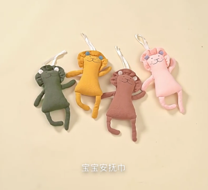 Lovely Animal Baby Soothing Doll with Strap Crib Hanging Decoration Gentle Comfortable Soother Toy for Infant Toddlers