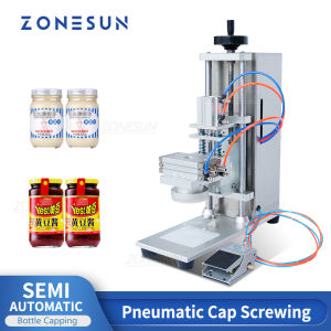ZONESUN Semi Automatic Pneumatic Desktop Can Jar Glass Sauce Honey Bottle Twist Off Capping Machine ZS-XG450D