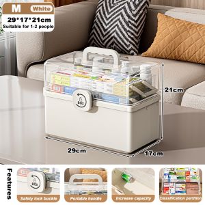 THE Medicine Box Foldable Medicine Storage Box Multipurpose Compartment Emergency First Aid Kit