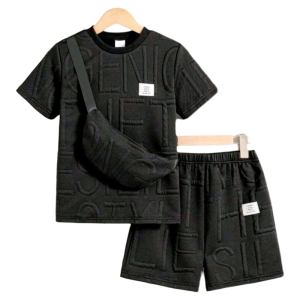 BIMBONew Hot Trend Best Seller Boy 3 piece/set Round Neck T-shirt Shorts and Hanging Bag - 8 to 12 yrs old   - 8 to 12 yrs old - classy and elegant - timeless classic  - timeless piece - casual office or party - classic piece - super kapal ng tela - hin