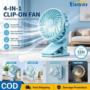 VIVOLILV 🚚Fast Delivery Shipping🚚USB Rechargeable Mini Fan Oscillating Design Portable Fan with Night Light for Stroller & Desktop Use