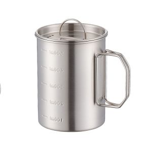 SJJL พร้อมฝาปิด ถ้วยแคมป์ปิ้ง 500มล. ที่จับพับได้ แก้วกาแฟสำหรับตั้งแคมป์ ทนทาน นержักรส แก้วมัคสำหรับตั้งแคมป์ ผจญภัยการเดินป่า