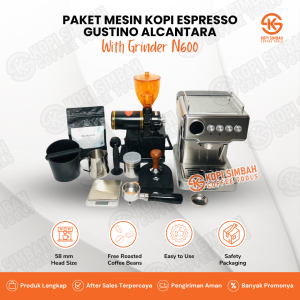 Paket Mesin Espresso GUSTINO ALCANTARA EM3212 Coffee Maker Set Alat Seduh Pembuat Kopi Espreso EM 3212 With Grinder N600