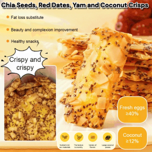 【0 Sucrose High Fiber】Chia Seeds Red Dates Yam Coconut Crisps Coconut Flakes Crackers Nuts Small Crisps Casual Snacks奇亚籽红枣山药椰子脆