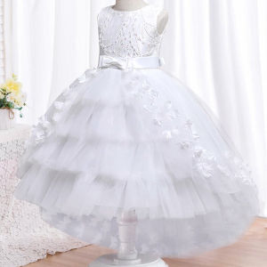 FCMQATZ New High Quality Baby Lace Princess Dress For Girl Elegant Birthday Party Trailing christmas Clothes 3-12 Years T5399