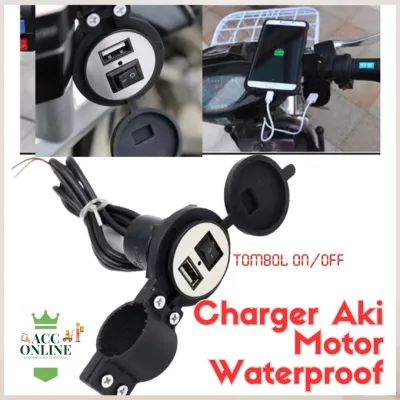 Charger Motor Waterproof / Alat cas Hp aki GOJEK GRAB cas hp jepit accu casan anti air / Tc aki waterproof
