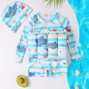 Childrens Buoyancy Swimsuit Swimsuit for Kids Floating Rash Guards Cartoon Print Girls Boys Swimwear Swimming Clothes