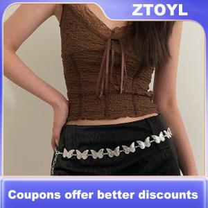 【ZTOYL】 Personality Butterfly Waist Chain For Women Girl Simple Punk Metal Belly Belts Chain Body Chain Waistband