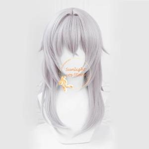 ZEEMIN IN STOCK Anime Fukuzawa Yukichi Cosplay Wig 52cm Long Silver Gray Heat Resistant Synthetic Hair Halloween Party Wigs + Wig Cap Christmas and Halloween gifts