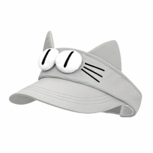 9QSS Big Eyes Cat Cat Ears Visor Cap Sun Protection Quick-drying Empty Top Cap Cute 5Colors Sun Visor Women Summmer