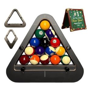 MADEWITH Adjustable Billiards Pool Rack 9-BALL PRO Wooden Billiard Triangle Stand Professional Triangle/Diamond Billiards Stand System Pool Ball Positioning Training Accessories