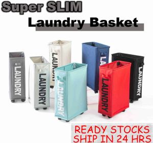 SG Seller Laundry Basket - 4 Universal Wheels/Household Storage Space saving Conner Laundry Oxford cloth collapsible
