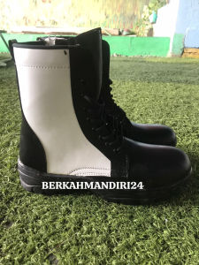 Sepatu PDL Provos PM Polisi Satpam Resleting Tali Sepatu Tinggi Dinas Pria