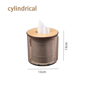 Nordic Minimalist Tissue Box with Wooden Cover / Transparent Tissue Dispenser / Modern Home Table Decoration