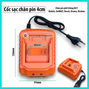 Cốc Sạc Chân Pin 3 Chấu M21 Sạc Nhanh Chuẩn 21v-2A Sạc Cho Pin Boshun Drama Bossun..v.v Dùng Chung Nhiều Hãng