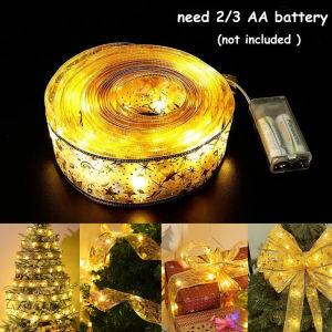 Christmas Ribbon Lights LED Fairy String Lights Battary Powered Outdoor Waterproof Party Decoration