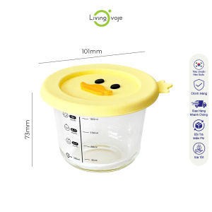 Hộp thủy tinh đựng thực phẩm 230ml LivingOvoje kèm nắp silicon hình vịt siêu đáng yêu