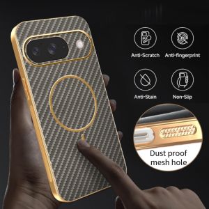 Luxury Carbon Fiber Kevlar PC For Magsafe Phone Case For Google Pixel 10 9 8 7 A Pro ProXL Wireless Charge Bumper Magnetic Cover