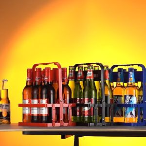 Keranixy Plastic Beer Bottle Carrier Foldable Portable Drink Holder Handle Picnic KTV Rack Rak Botol