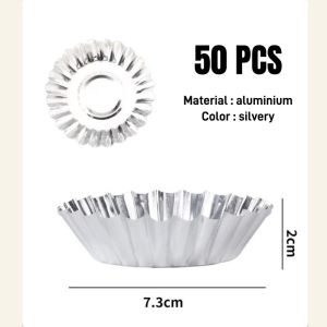 50pcs Tart Molds 7cm Non-Stick Aluminum Egg Tart Pan Molder for Baking Reusable Mamon Mold Oven Sa
