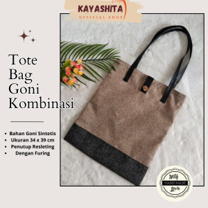 Tote Bag Goni Kombinasi Tas Wanita Untuk Kerja Kuliah Pengajian Santai