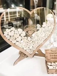 Wedding Guest Book Alternative Personalized Wedding Gifts Wooden Hearts Drop Boho Guestbook Rustic Wedding Table Decor