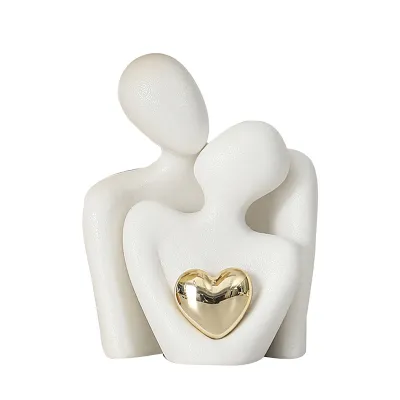 SandraT Abstract Couple Hugging Statue Modern Art Embracing Ceramic Lover Figurine Home Decor Couple Bedroom Decor