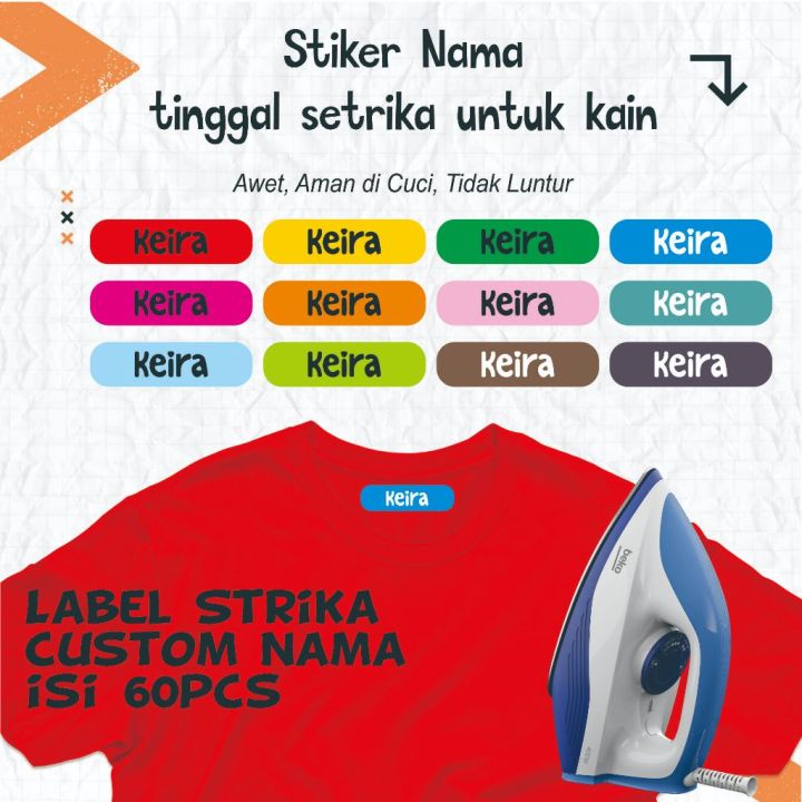 Sticker Nama Label Printing Kain / kaos Sablon setrika Gratis Custom ...